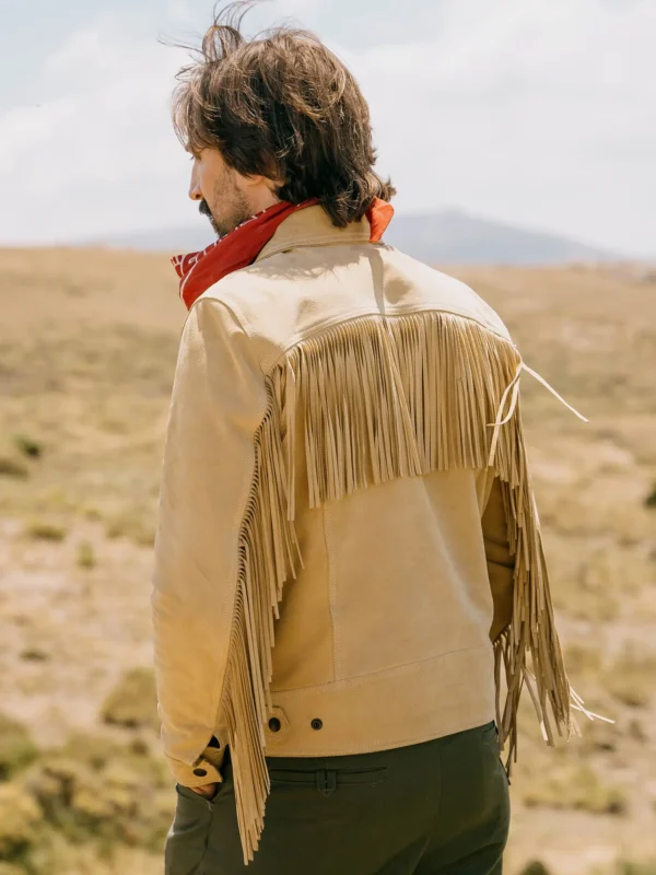 Gold Bison™ Western Suede Fringe Jacket – Heavyweight Calfskin Leather, Handmade in Italy - Image 2