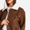 Teddy Collar Wool Look Jacket