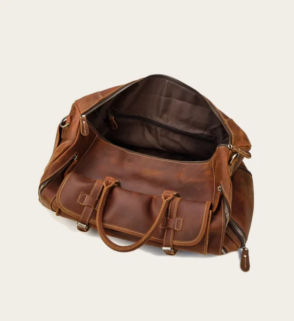The Bard Weekender – Premium Handmade Leather Duffle Bag for Travel - Image 4