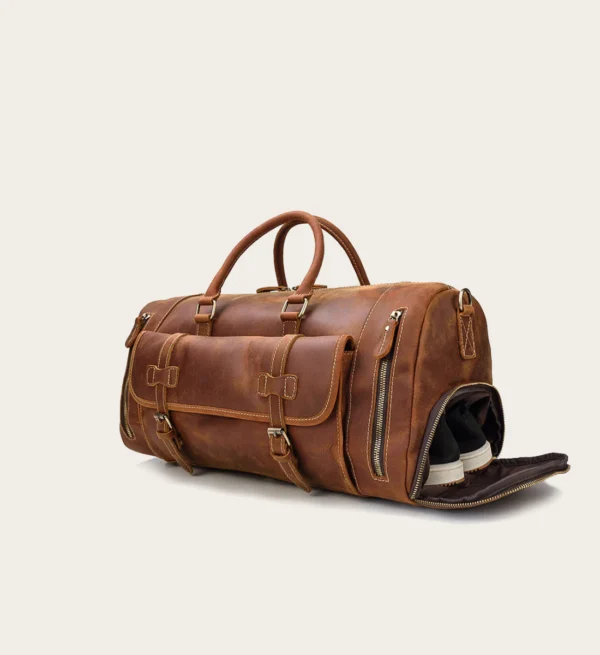 The Bard Weekender – Premium Handmade Leather Duffle Bag for Travel - Image 5