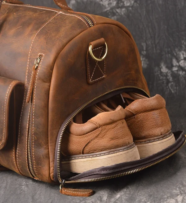 The Bard Weekender – Premium Handmade Leather Duffle Bag for Travel - Image 6