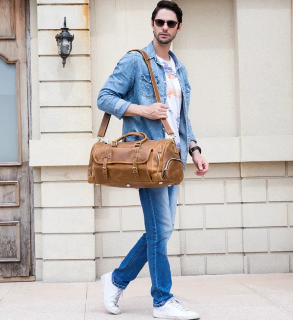 The Bard Weekender – Premium Handmade Leather Duffle Bag for Travel - Image 7