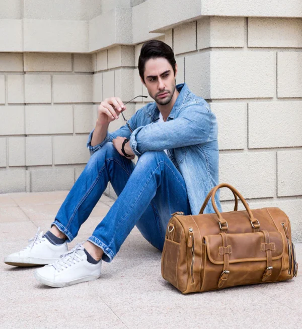 The Bard Weekender – Premium Handmade Leather Duffle Bag for Travel - Image 8