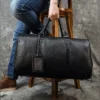 Vintage Leather Duffle Bag for Travel & Gym