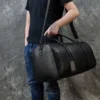 Vintage Leather Duffle Bag for Travel & Gym