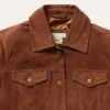 Womens Classic Shearling Collar Trucker Suede Jacket