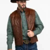 Ultimate Premium Stylish Leather Vest for Men - Quilted Leather Jacket with Zipper Pockets
