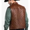 Ultimate Premium Stylish Leather Vest for Men - Quilted Leather Jacket with Zipper Pockets