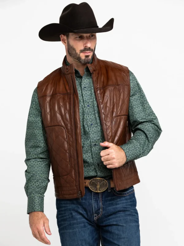 Ultimate Premium Stylish Leather Vest for Men - Quilted Leather Jacket with Zipper Pockets