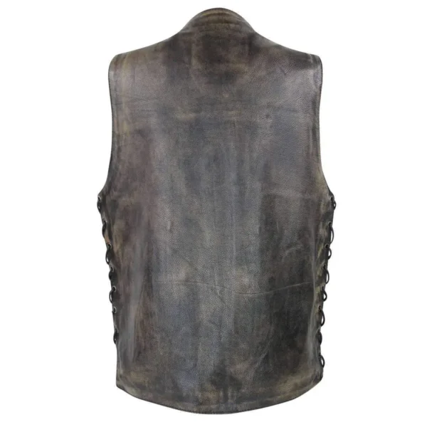 Ultimate Western Leather Vest for Men – Stylish Dessert Brown Cowboy Look - Image 2