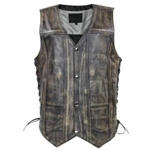 Western Leather Vest for Men in Dessert Brown