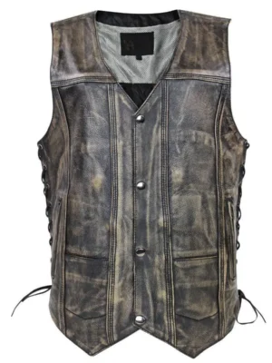 Western Leather Vest for Men in Dessert Brown