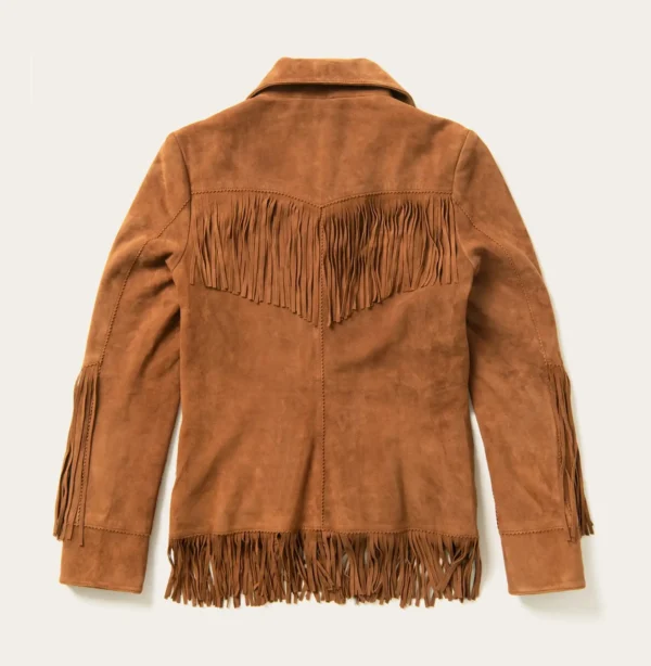 Women’s Brown Lamb Suede Fringe Jacket – Western Style Outerwear - Image 2