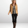 Womens Brown Suede Denim Shirt Jacket