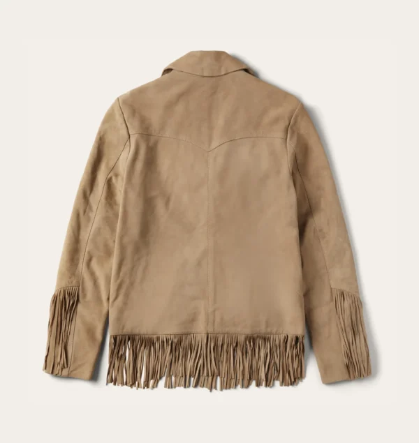 Women’s Light Tan Suede Fringe Jacket – Classic Western Style - Image 2