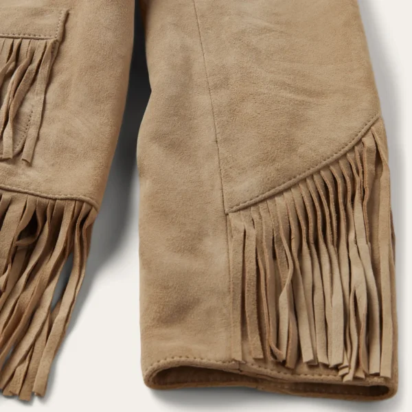 Women’s Light Tan Suede Fringe Jacket – Classic Western Style - Image 3