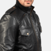 Agent Shadow Black Leather Bomber Jacket (4) Agent Shadow Black Leather Bomber Jacket