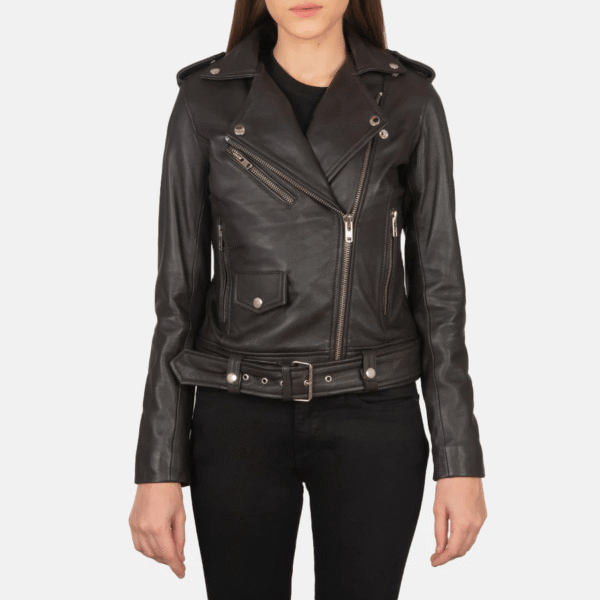 Alison Brown Leather Biker Jacket - Image 3
