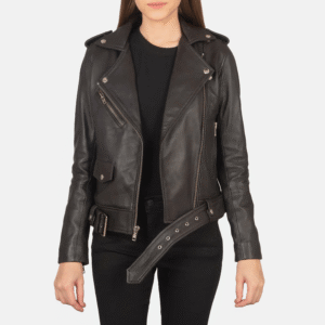 Brown Leather Biker Jacket
