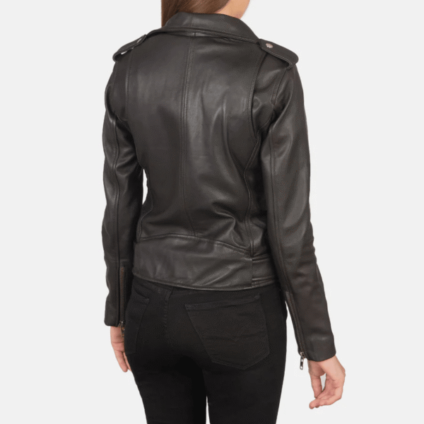 Alison Brown Leather Biker Jacket - Image 4