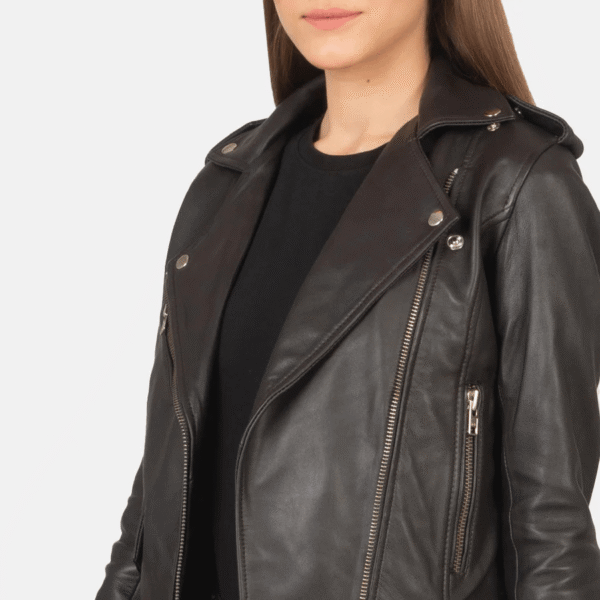 Alison Brown Leather Biker Jacket - Image 5