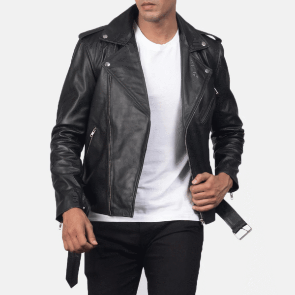 Allaric Alley Black Leather Biker Jacket – Motorcycle Style - Image 2
