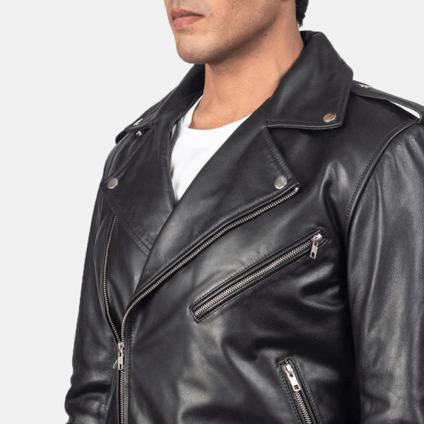 Allaric Alley Black Leather Biker Jacket – Motorcycle Style - Image 4