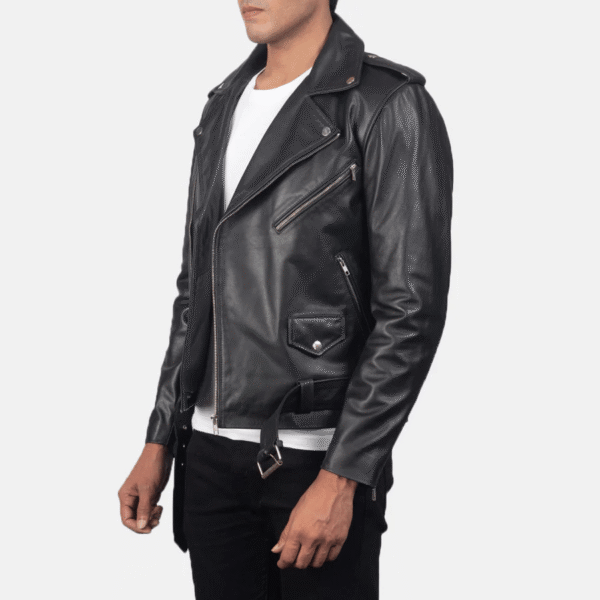 Allaric Alley Black Leather Biker Jacket – Motorcycle Style - Image 3