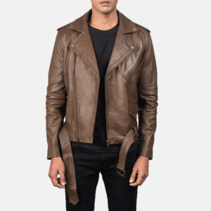 Allaric Alley Mocha Leather Biker Jacket for Men – Brown