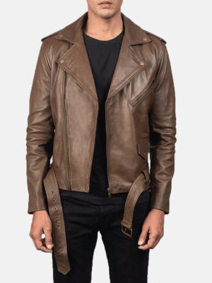 Allaric Alley Mocha Leather Biker Jacket for Men – Brown