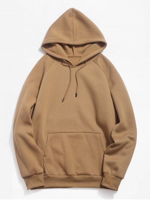 Basic Solid Fleece Hoodie with Pouch Pocket and Hood