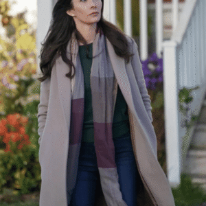 Bitsie Tulloch Gray Wool Coat with Standup Collar and Button Closure