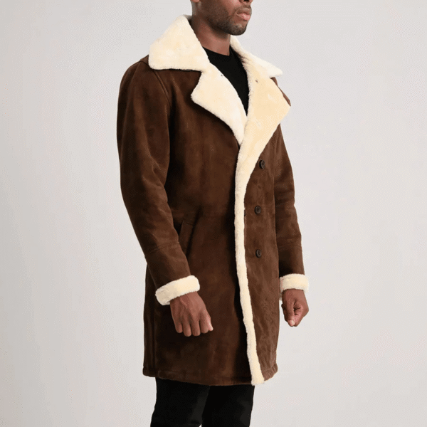 Charles Brown Suede Leather Shearling Double-Breasted Coat - Image 2