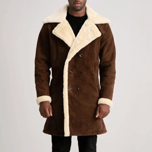 Charles Brown Suede Leather Shearling Double-Breasted Coat - Image 3