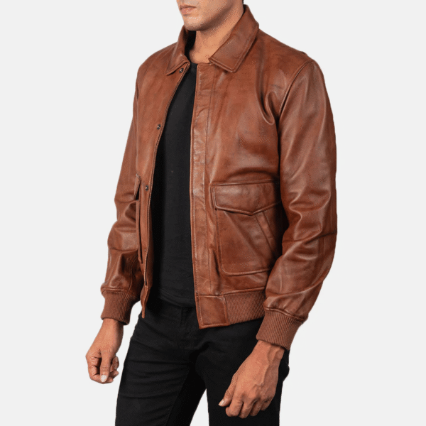Coffmen A2 Brown Leather Bomber Jacket - Image 2