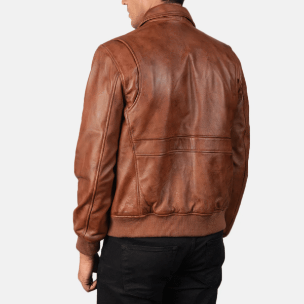 Coffmen A2 Brown Leather Bomber Jacket - Image 3