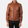 A2 Ten Brown Leather Bomber Jacket