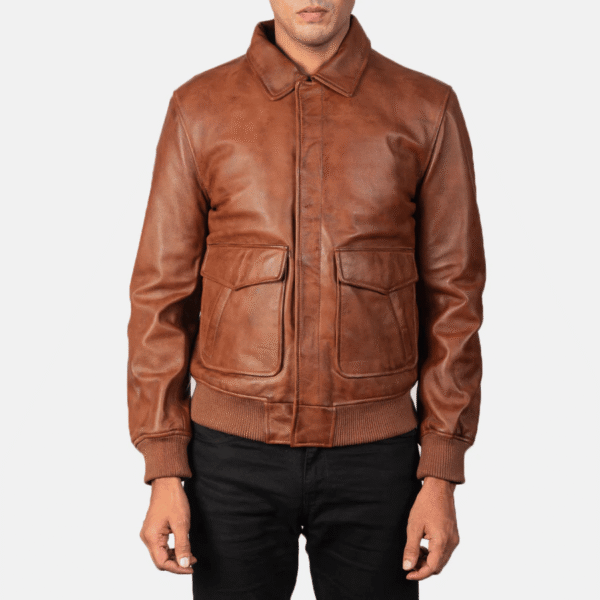 Coffmen A2 Brown Leather Bomber Jacket - Image 4