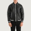 Cooper Black Leather Varsity Jacket (3) Cooper Black Leather Varsity Jacket