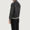 Cooper Black Leather Varsity Jacket (4) Cooper Black Leather Varsity Jacket