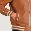 Cooper Tan Brown Leather Varsity Jacket (4) Cooper Tan Brown Leather Varsity Jacket