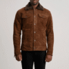 Dallis Brown Suede Shearling Trucker Jacket (3) Brown Suede Shearling Trucker Jacket