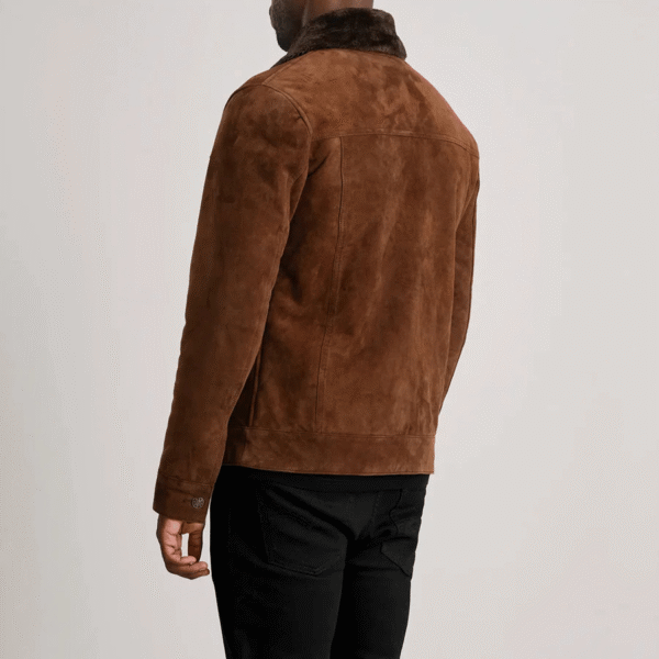 Dallis Brown Suede Shearling Trucker Jacket - Image 5