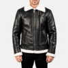Francis B-3 Black and White Leather Bomber Jacket – Shearling Style (3) B-3 Black and White Leather Bomber Jacket – Shearling Style