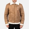 Francis B-3 Distressed Brown Leather Bomber Jacket with Faux Fur Lining (3) B-3 Distressed Brown Leather Bomber Jacket