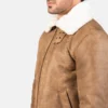 Francis B-3 Distressed Brown Leather Bomber Jacket with Faux Fur Lining (5) B-3 Distressed Brown Leather Bomber Jacket