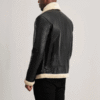 Francis B-3 Leather Bomber Jacket – Black & Cream Sheepskin Real Leather (4) B-3 Leather Bomber Jacket – Black & Cream