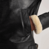 Francis B-3 Leather Bomber Jacket – Black & Cream Sheepskin Real Leather (5) B-3 Leather Bomber Jacket – Black & Cream
