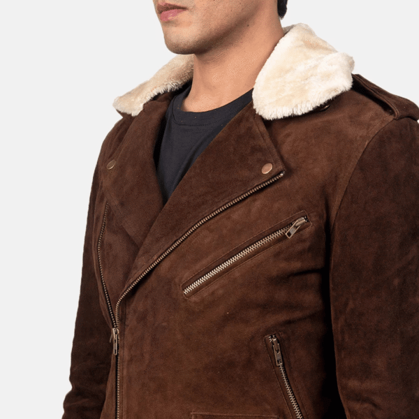 Furton Mocha Suede Biker Jacket - Image 3