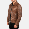 Lavendard Brown Leather Biker Jacket – Premium Cowhide Motorcycle Outerwear (2) Lavendard Brown Leather Biker Jacket